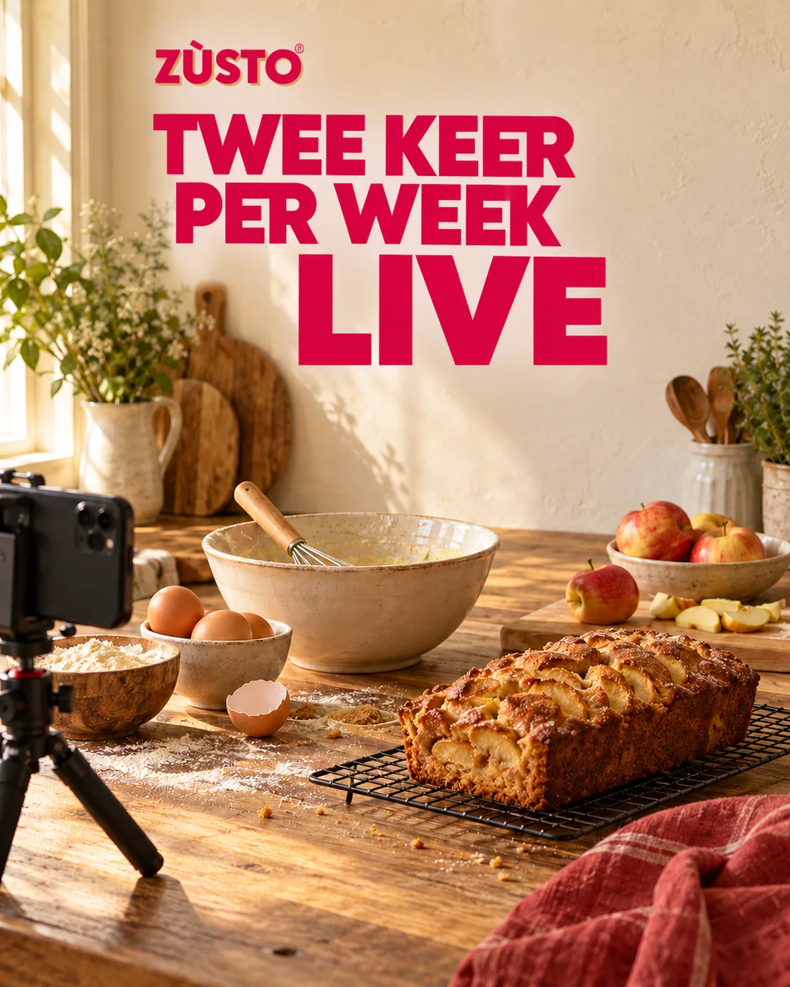Join In: Twice‑Weekly Live Baking with Zùsto — Questions, Baking, Tasting