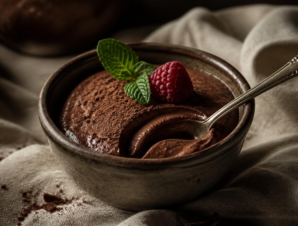Dark chocolate mousse, three ingredients, no shortcuts